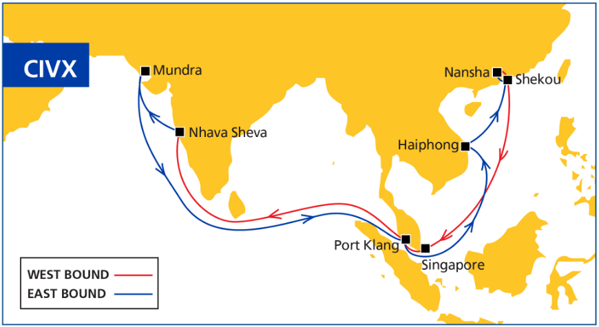 阿联酋航运将加入这条中联航运、PIL、IAL、RCL共舱的印度直航(图1)