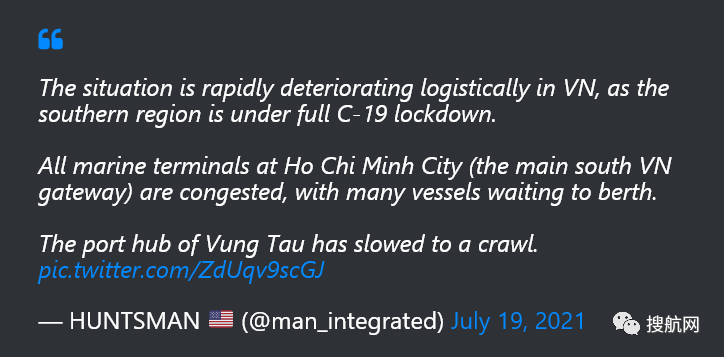 越南疫情暴发多地封城,工厂关闭,最大港拥堵加剧