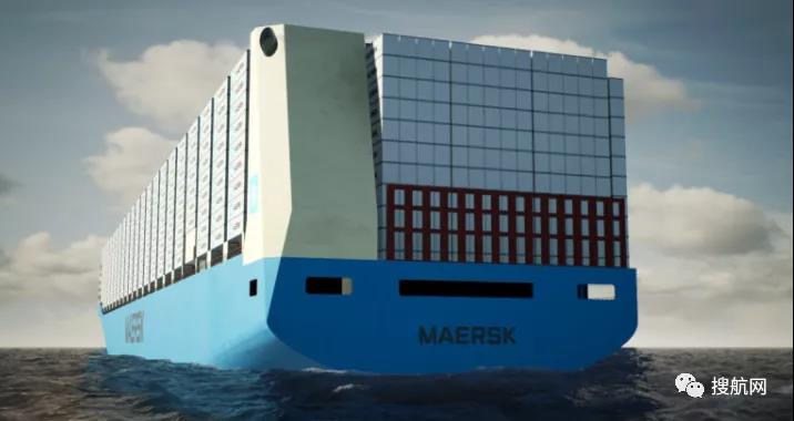 马士基公布其16000teu甲醇动力集装箱船设计，船型大变样！