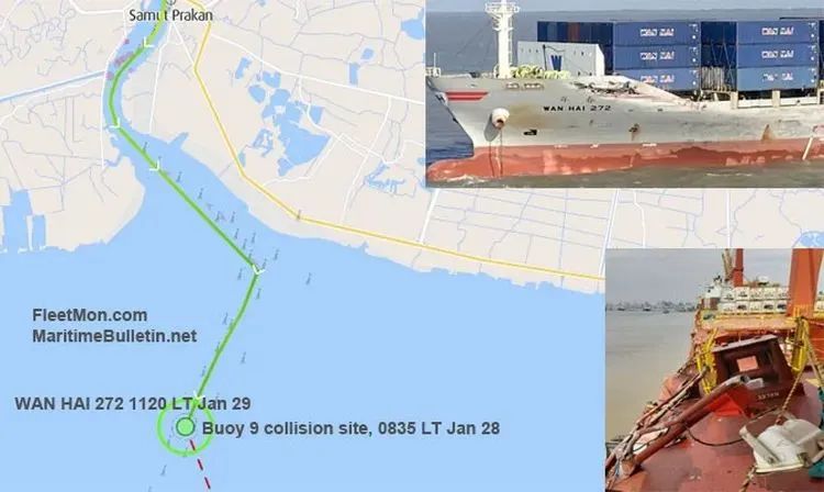 船期严重延误！两艘集装箱船在曼谷港相撞，曾挂靠国内香港、蛇口港口！